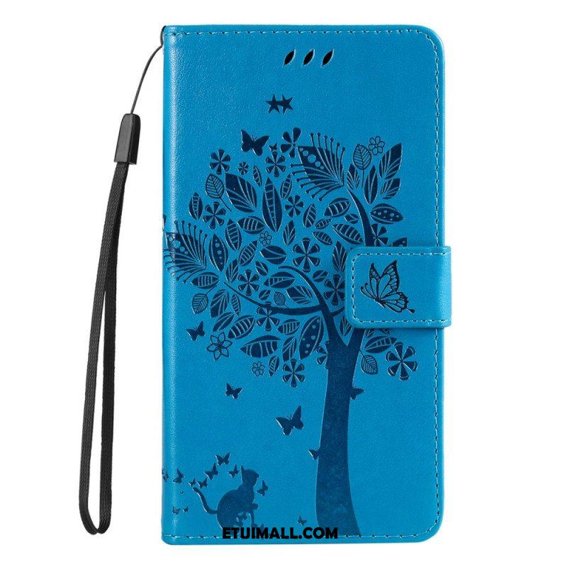 Etui Folio do Samsung Galaxy S23 5G Drapak Dla Kota Ze Smyczą