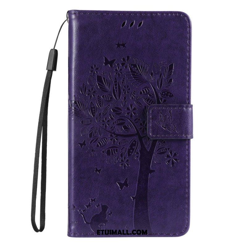 Etui Folio do Samsung Galaxy S23 5G Drapak Dla Kota Ze Smyczą