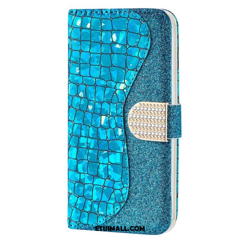 Etui Folio do Samsung Galaxy S23 5G Krokodyle Diamenty