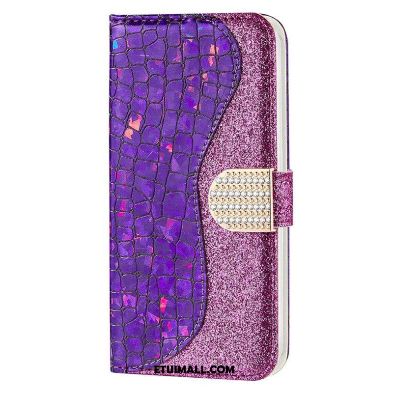 Etui Folio do Samsung Galaxy S23 5G Krokodyle Diamenty