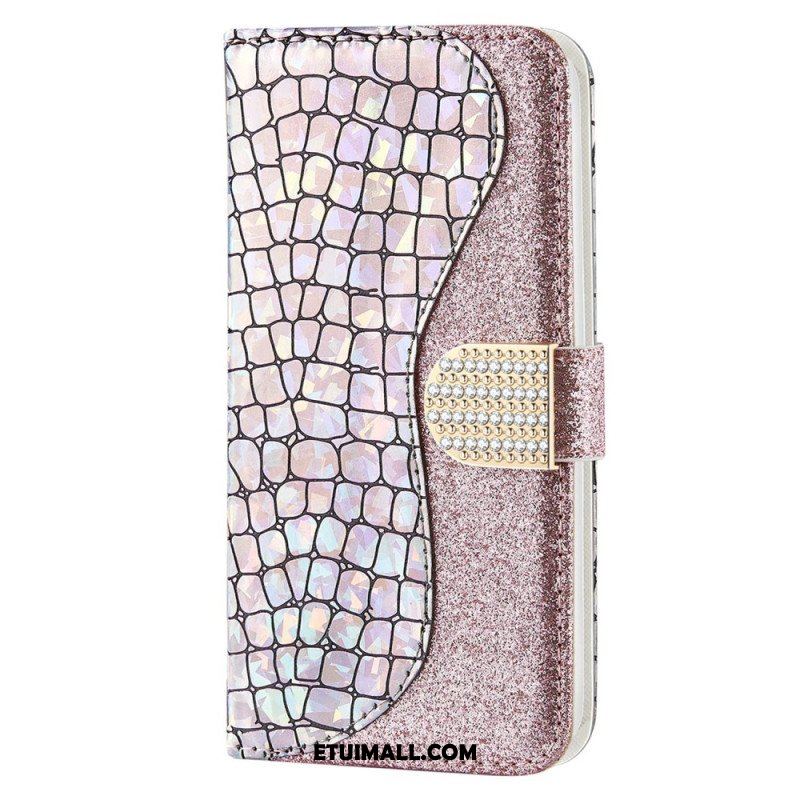 Etui Folio do Samsung Galaxy S23 5G Krokodyle Diamenty