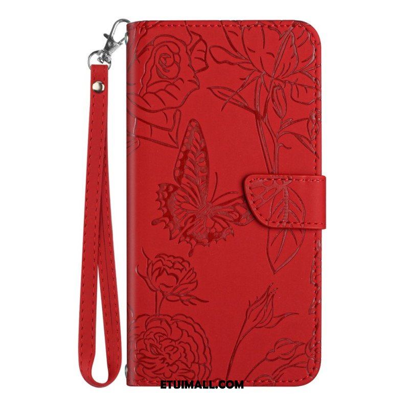 Etui Folio do Samsung Galaxy S23 5G Motyl Ze Smyczą