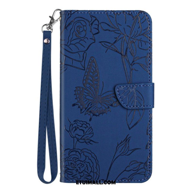 Etui Folio do Samsung Galaxy S23 5G Motyl Ze Smyczą