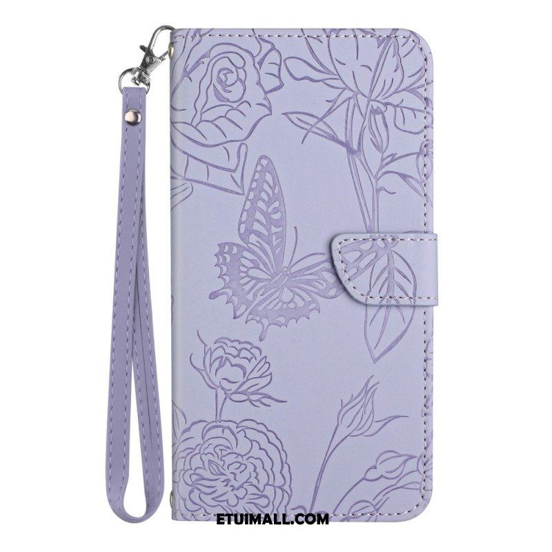 Etui Folio do Samsung Galaxy S23 5G Motyl Ze Smyczą
