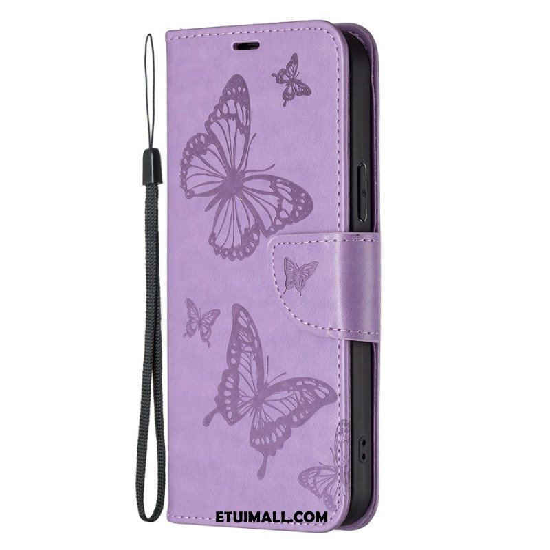 Etui Folio do Samsung Galaxy S23 5G z Łańcuch Stringi Motyle