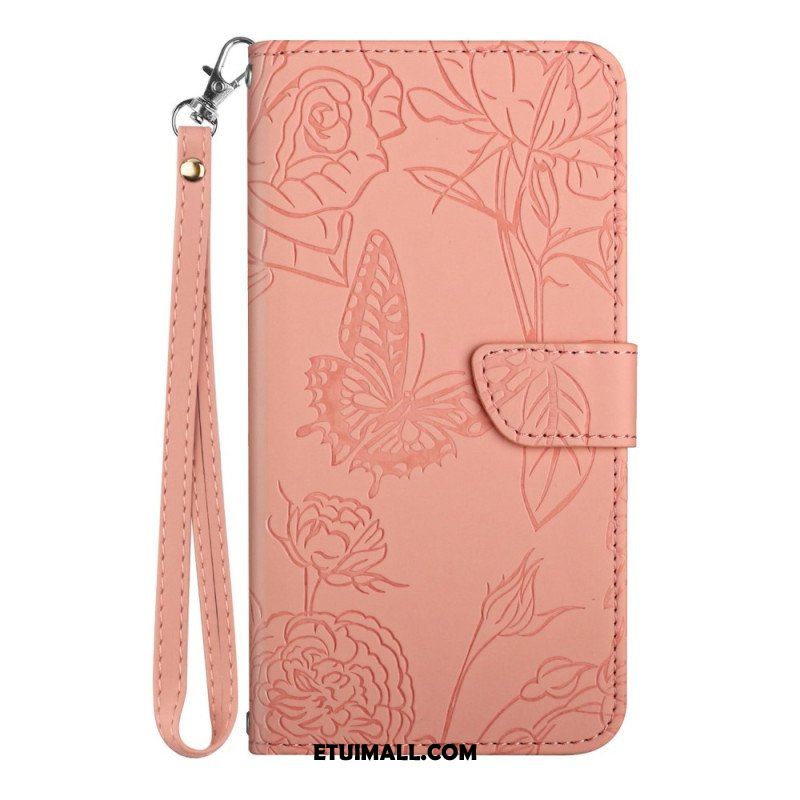 Etui Folio do Samsung Galaxy S23 Plus 5G Motyl Ze Smyczą