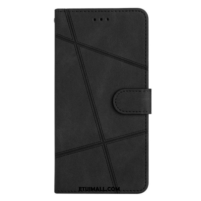 Etui Folio do Samsung Galaxy S23 Ultra 5G z Łańcuch Linie Smyczy