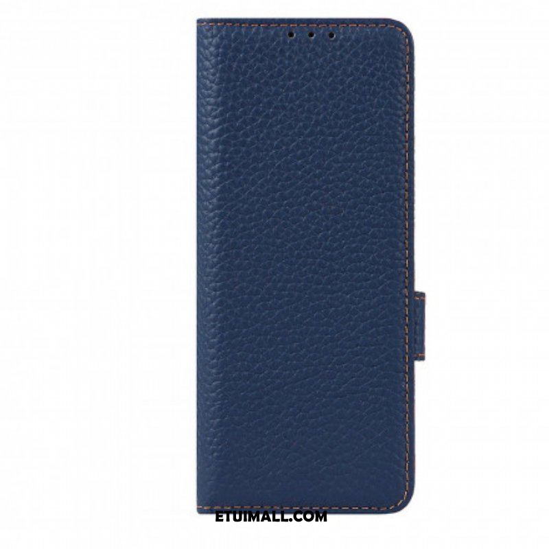 Etui Folio do Samsung Galaxy Z Fold 3 5G Prawdziwa Skóra Litchi