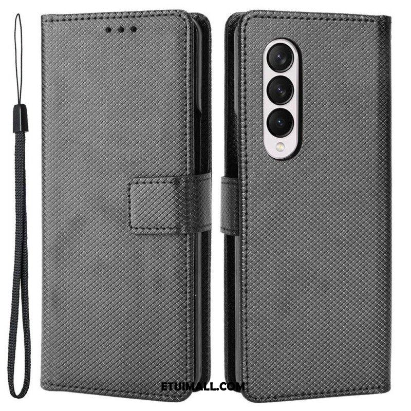 Etui Folio do Samsung Galaxy Z Fold 4 z Łańcuch Diamentowy Pasek