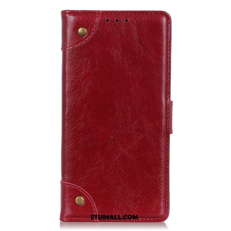 Etui Folio do Sony Xperia 1 IV Stylowa Skóra Nappa Z Nitami