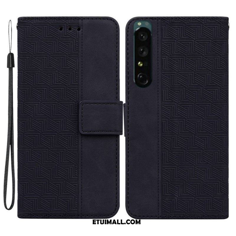 Etui Folio do Sony Xperia 1 IV z Łańcuch Pasiasty Wzór