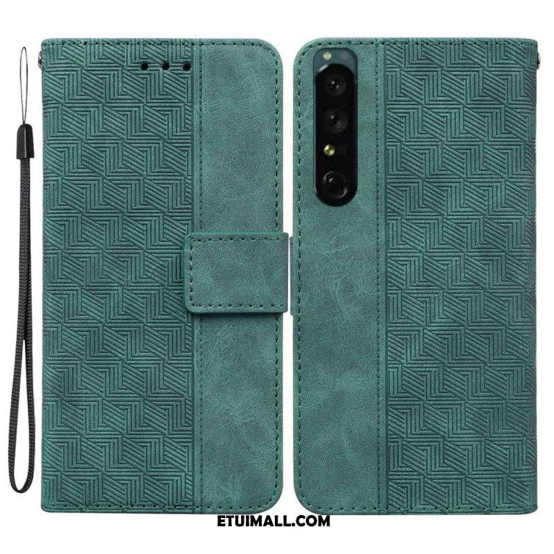 Etui Folio do Sony Xperia 1 IV z Łańcuch Pasiasty Wzór