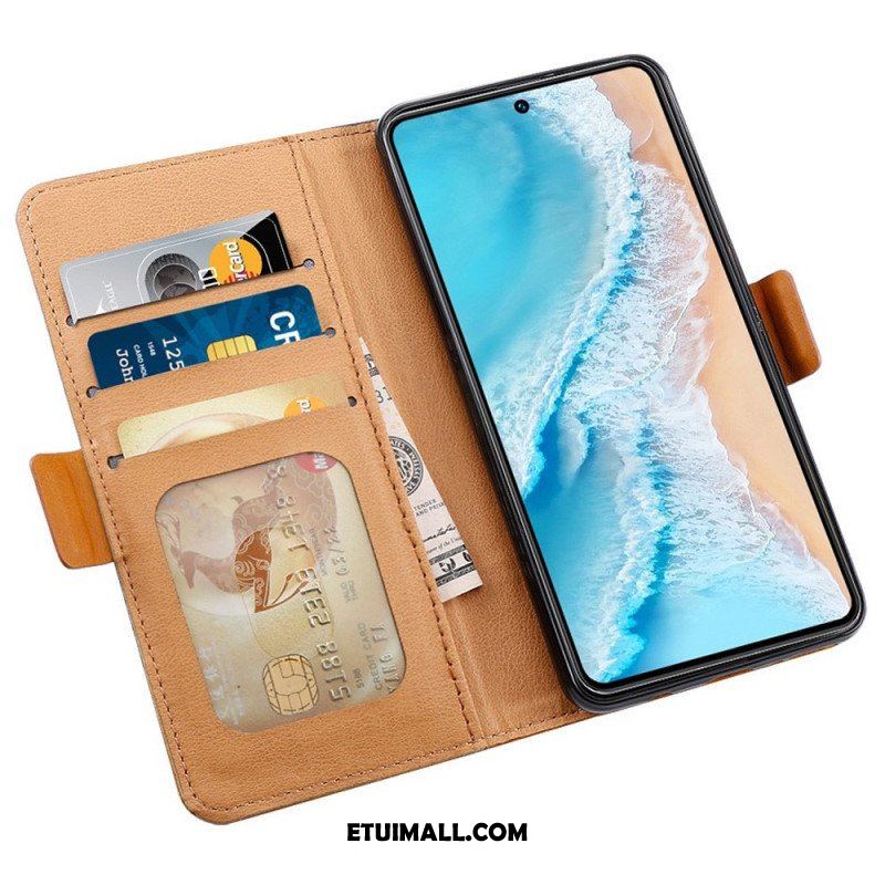 Etui Folio do Vivo X80 Pro Efekt Tkaniny I Skóry