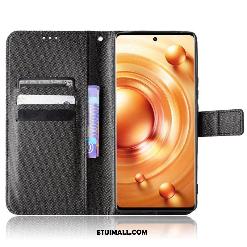 Etui Folio do Vivo X80 Pro z Łańcuch Pasek Z Włókna Węglowego