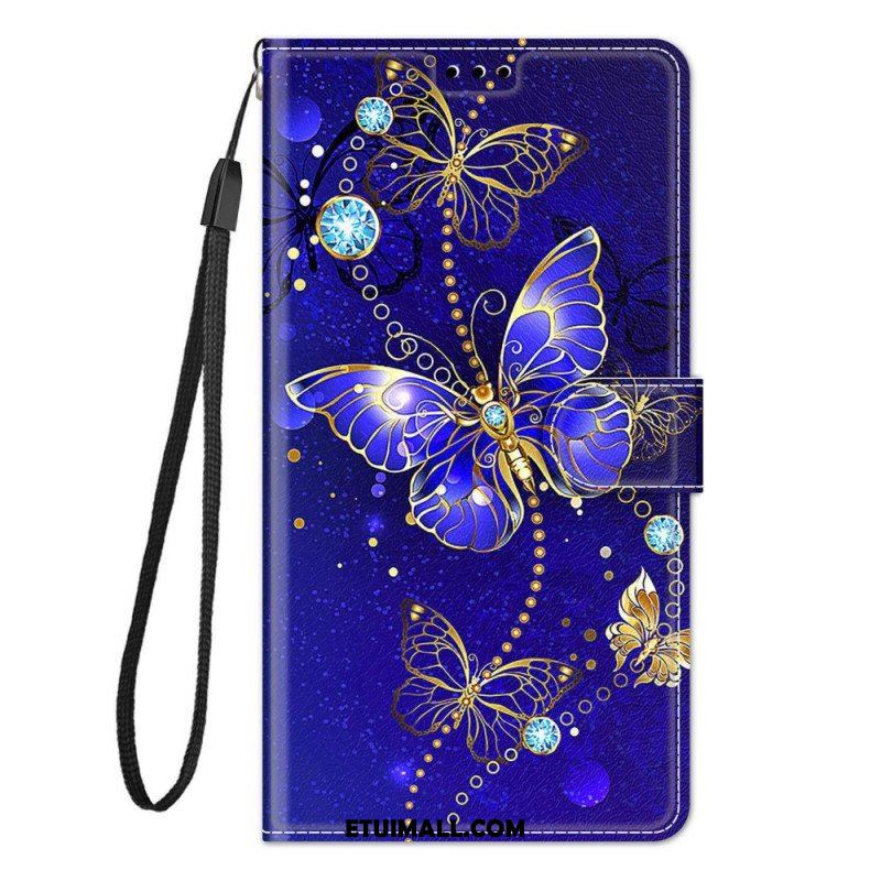 Etui Folio do Xiaomi 12 / 12X Wachlarz Motyli Ze Smyczą