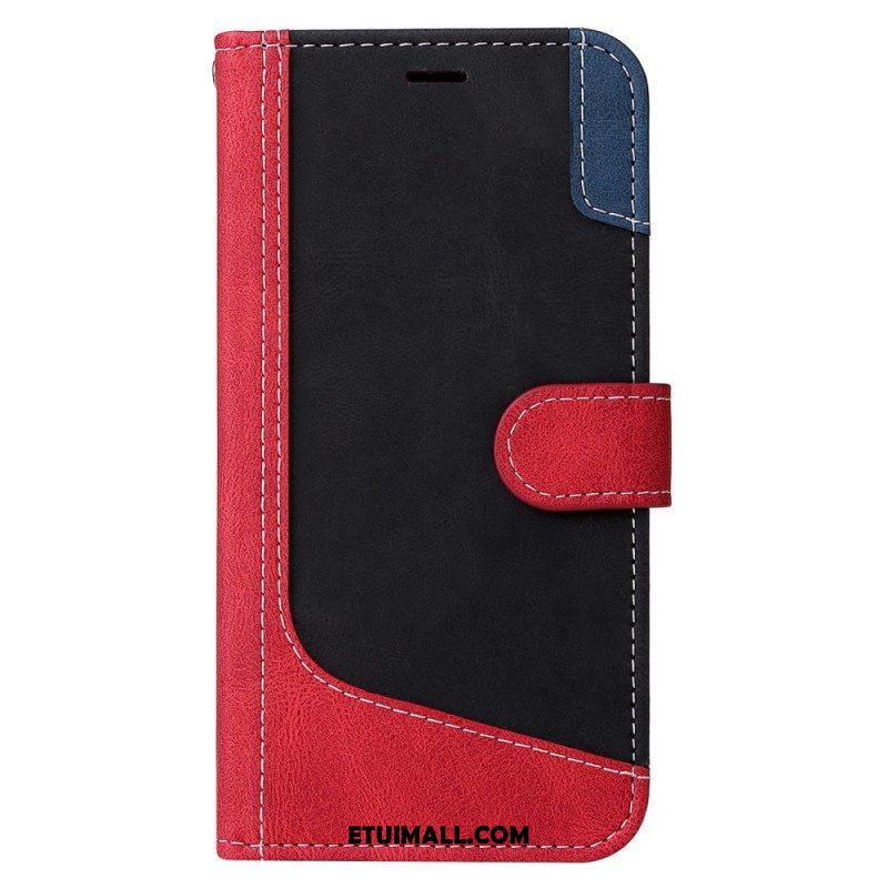 Etui Folio do Xiaomi 12 / 12X z Łańcuch Trójkolorowy Pasek