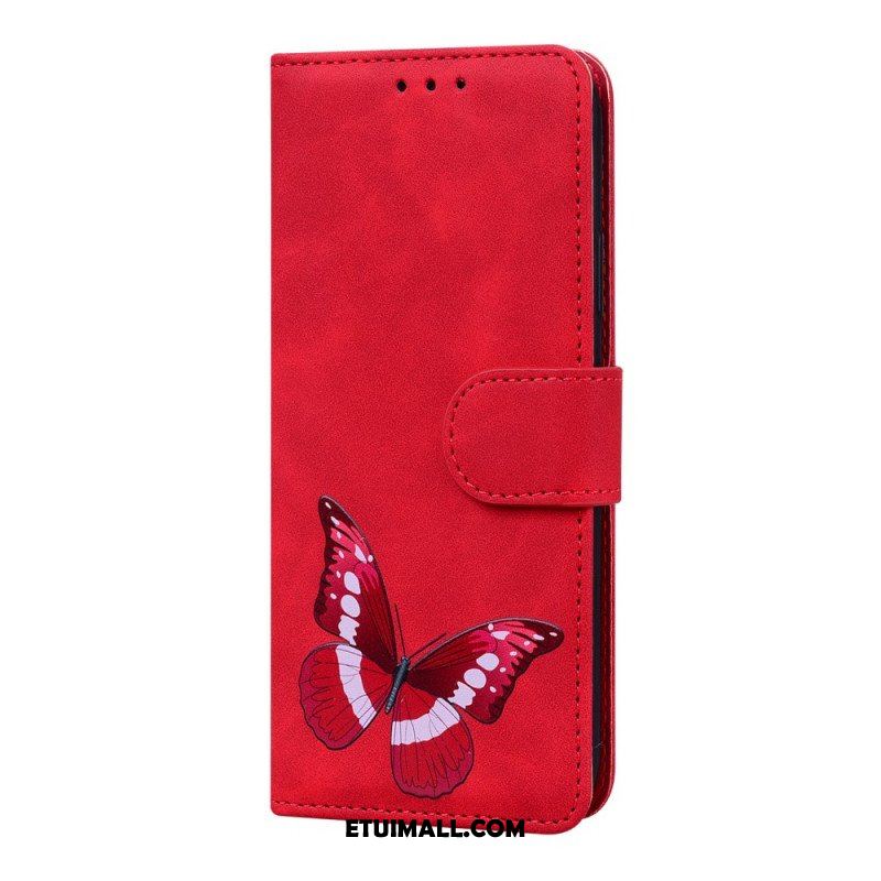 Etui Folio do Xiaomi 12 Pro Motyl Dotykający Skóry
