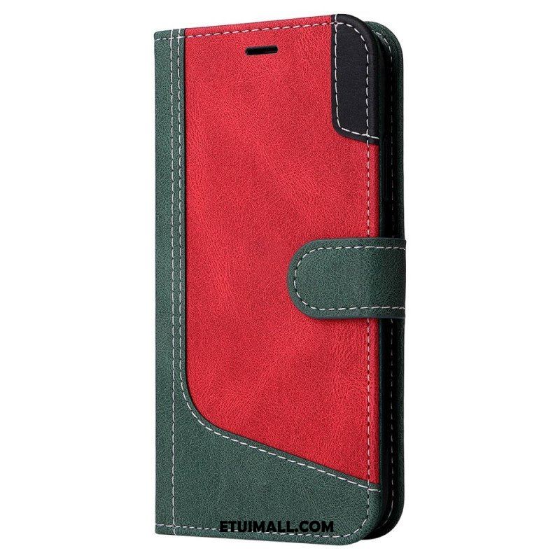 Etui Folio do Xiaomi 12T / 12T Pro z Łańcuch Trójkolorowy Pasek