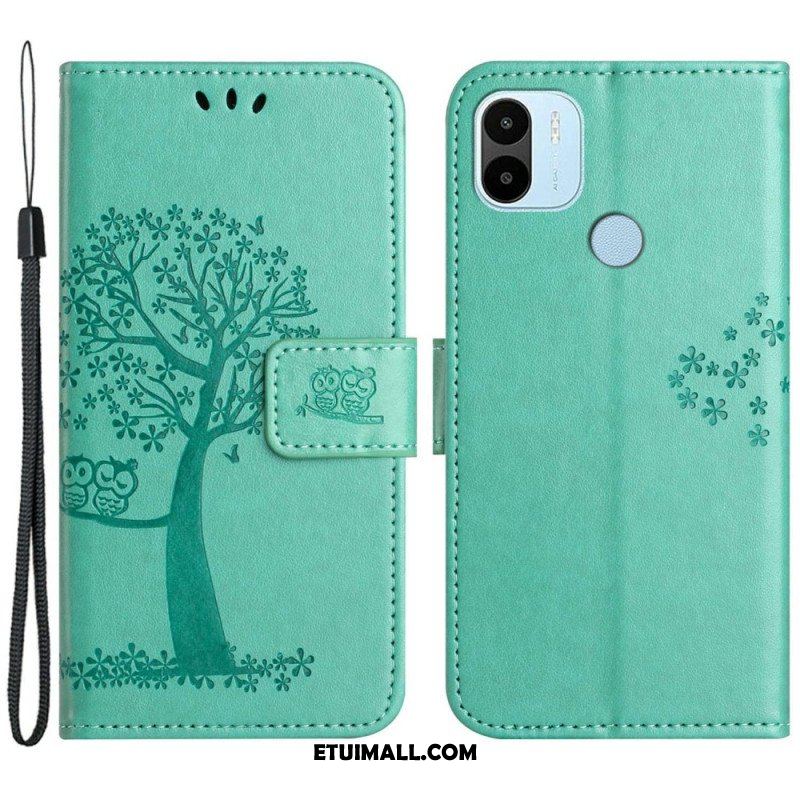 Etui Folio do Xiaomi Redmi A1 z Łańcuch Drzewo Stringów I Sowy