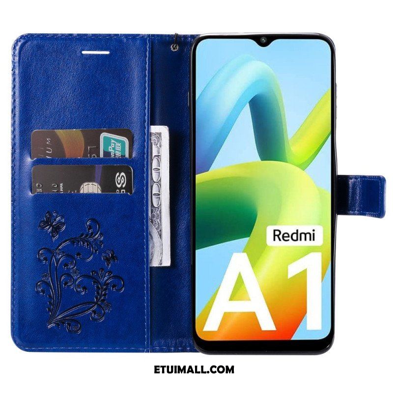 Etui Folio do Xiaomi Redmi A1 z Łańcuch Gigantyczne Motyle Paskowe