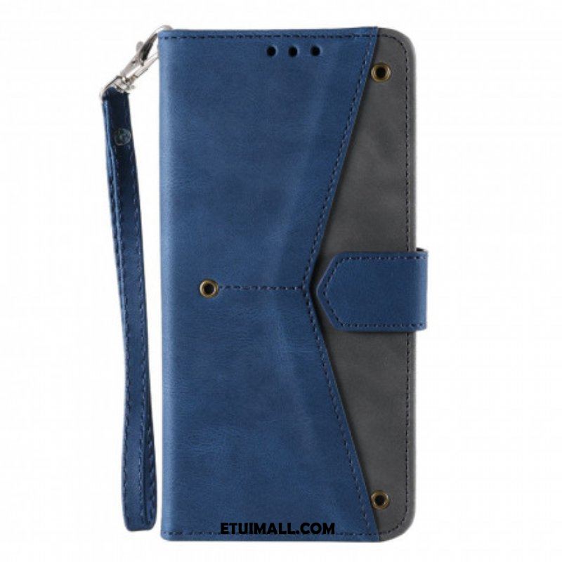 Etui Folio do Xiaomi Redmi Note 10 5G Dwukolorowe Nity Ze Sztucznej Skóry