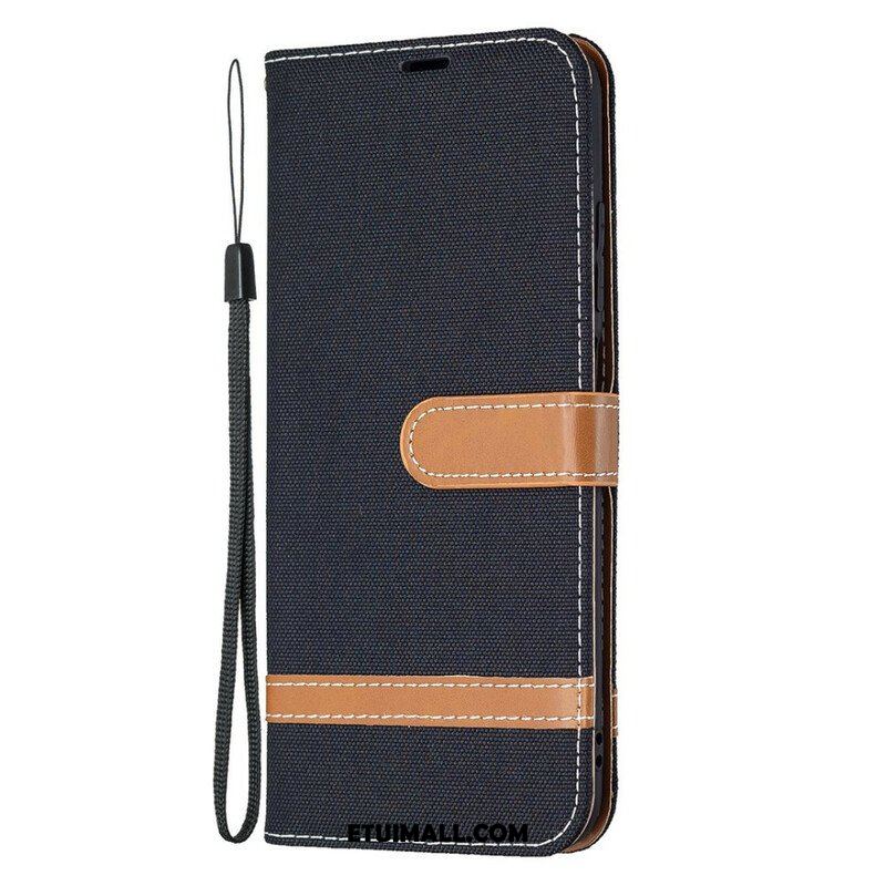 Etui Folio do Xiaomi Redmi Note 10 5G z Łańcuch Tkanina Paska