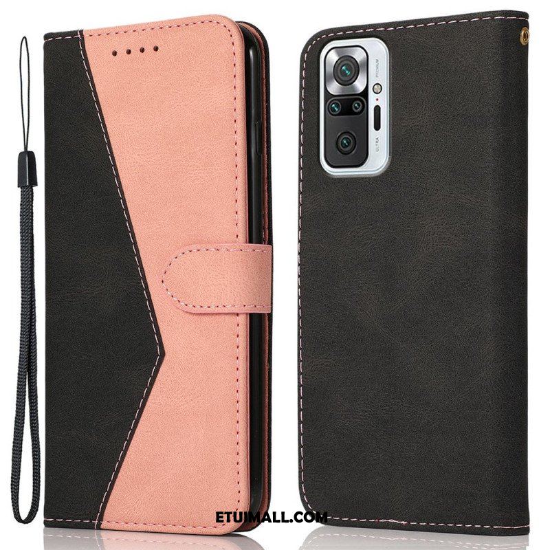 Etui Folio do Xiaomi Redmi Note 10 Pro Dwukolorowa Trójkątna Sztuczna Skóra