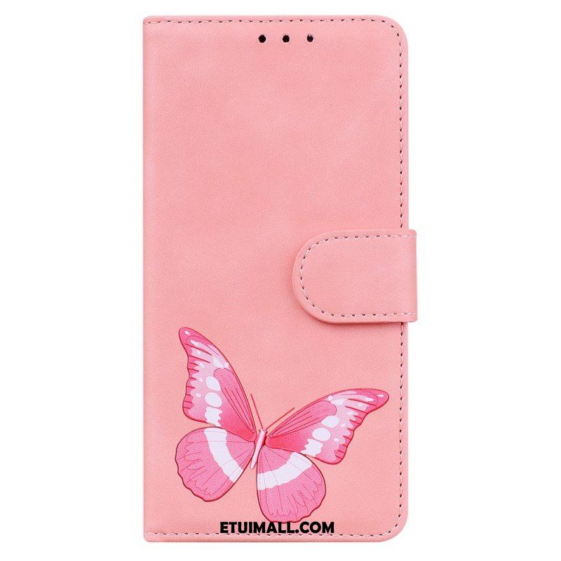 Etui Folio do Xiaomi Redmi Note 10 Pro Motyl Dotykający Skóry