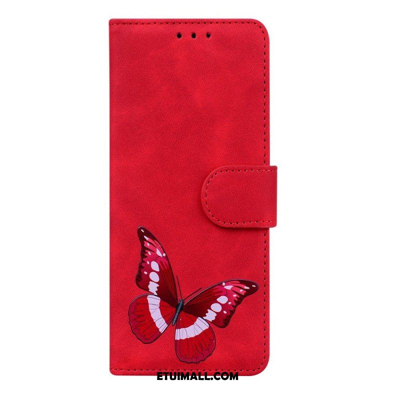 Etui Folio do Xiaomi Redmi Note 11 / 11S Motyl Dotykający Skóry