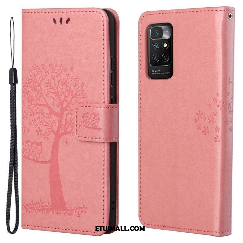 Etui Folio do Xiaomi Redmi Note 11 / 11S z Łańcuch Drzewo Stringów I Sowy