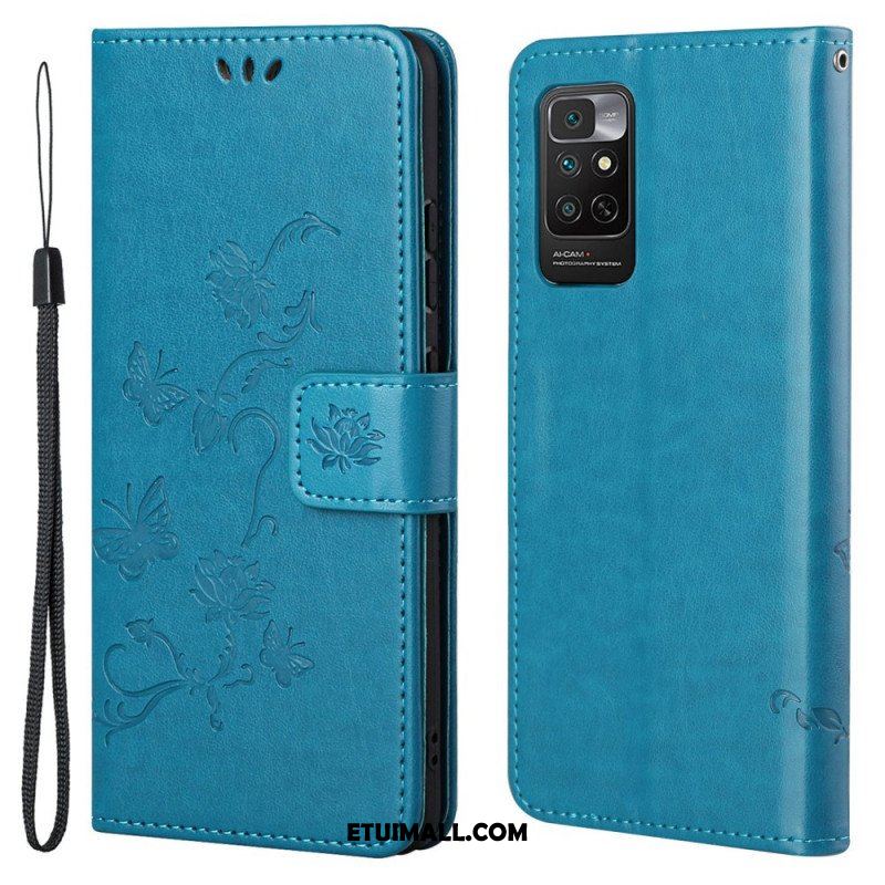 Etui Folio do Xiaomi Redmi Note 11 / 11S z Łańcuch Paski Kwiaty