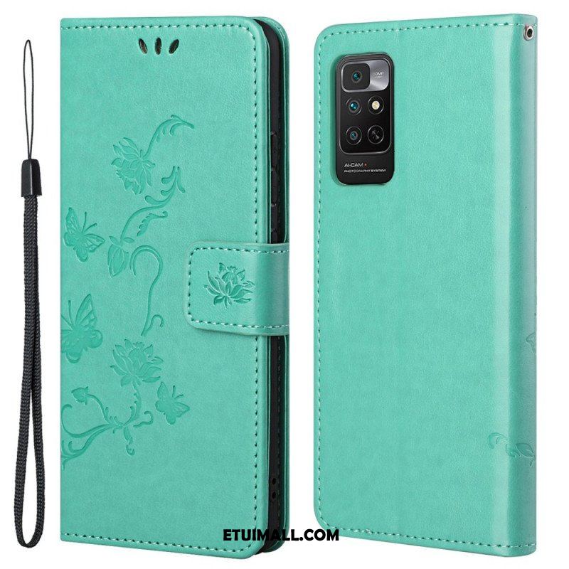 Etui Folio do Xiaomi Redmi Note 11 / 11S z Łańcuch Paski Kwiaty