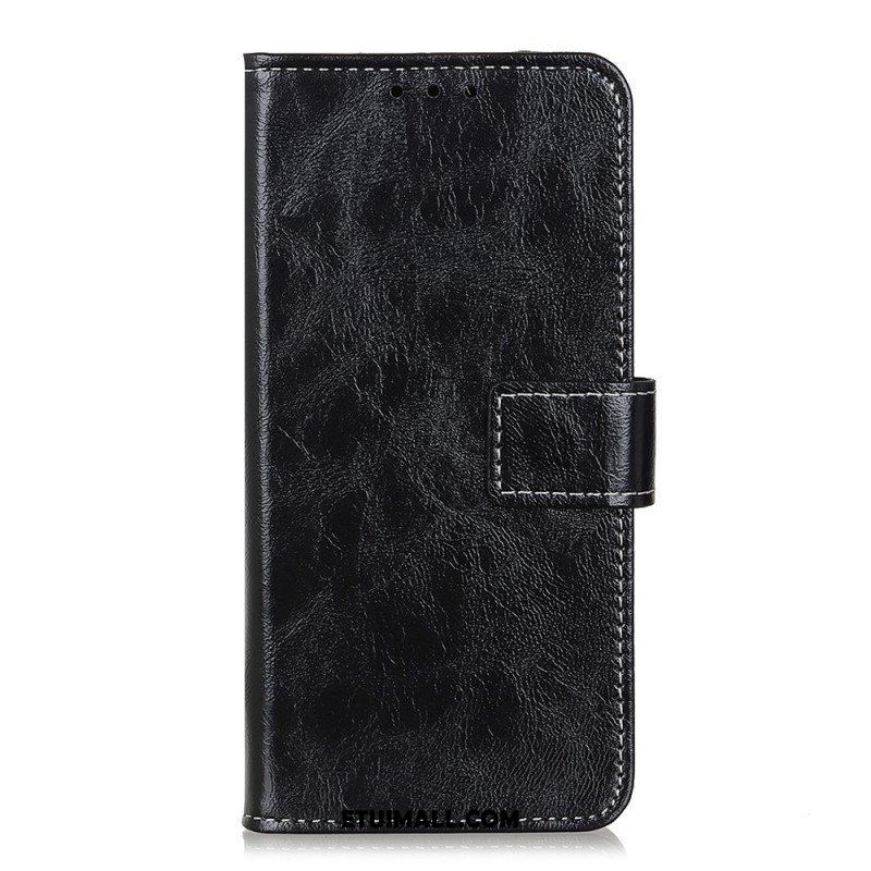 Etui Folio do Xiaomi Redmi Note 12 4G Lakierowana Z Widocznymi Szwami