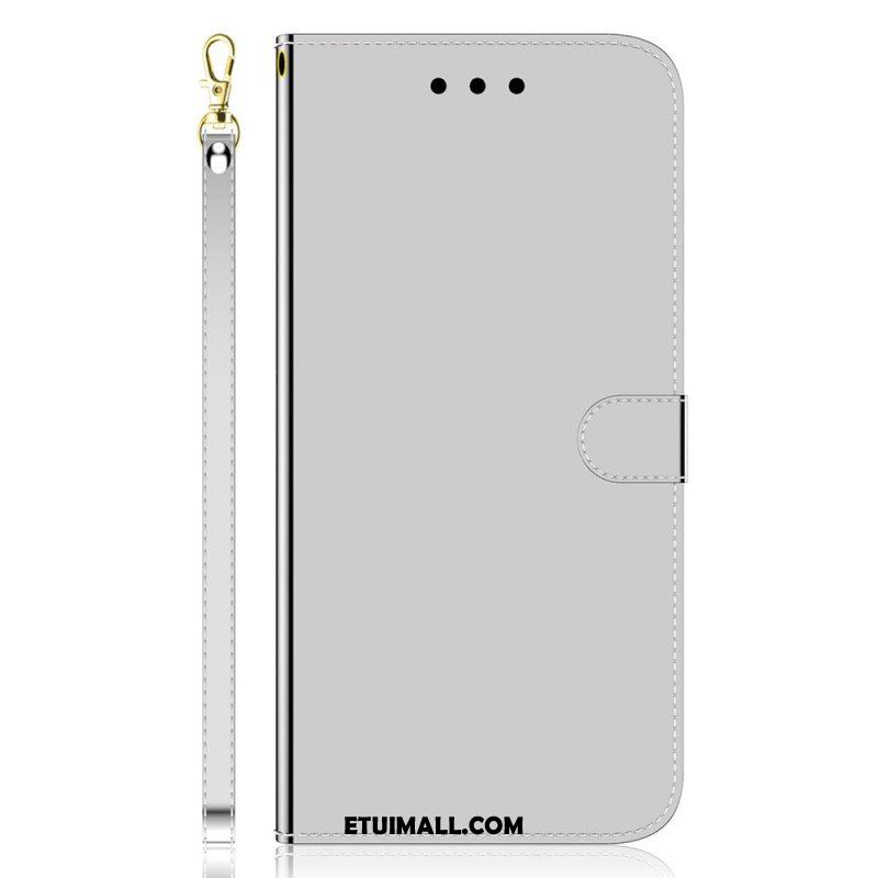Etui Folio do Xiaomi Redmi Note 12 4G Sztuczna Lustrzana Skóra Z Paskiem
