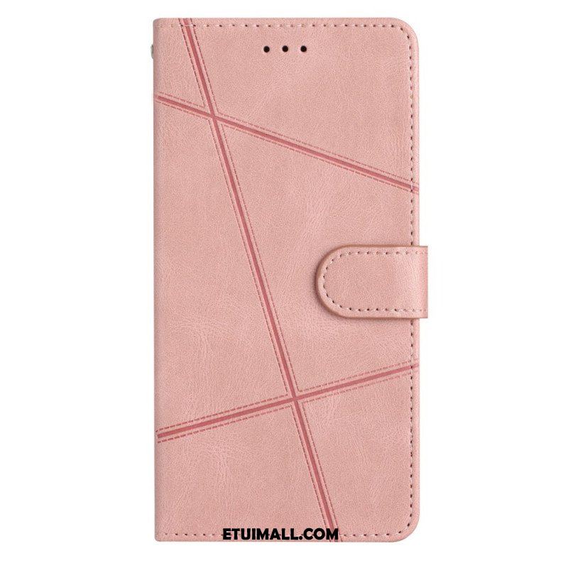 Etui Folio do Xiaomi Redmi Note 12 4G z Łańcuch Geometryczne Paski