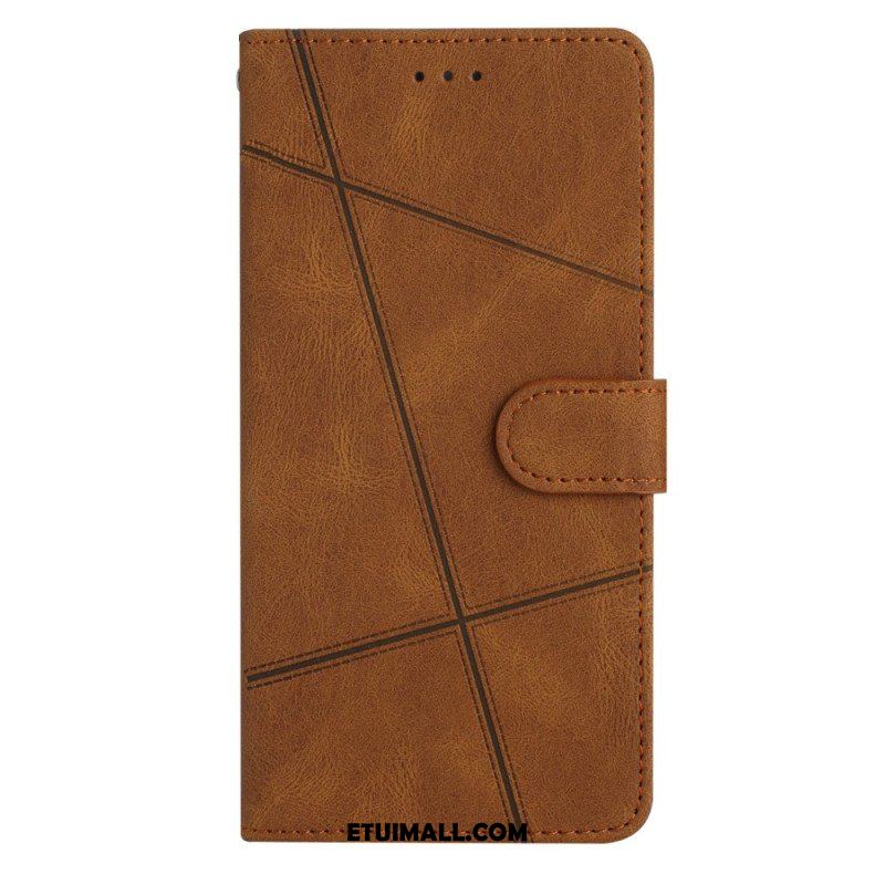 Etui Folio do Xiaomi Redmi Note 12 4G z Łańcuch Geometryczne Paski