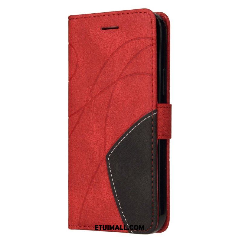 Etui Folio do Xiaomi Redmi Note 12 5G z Łańcuch Dwukolorowy Pasek