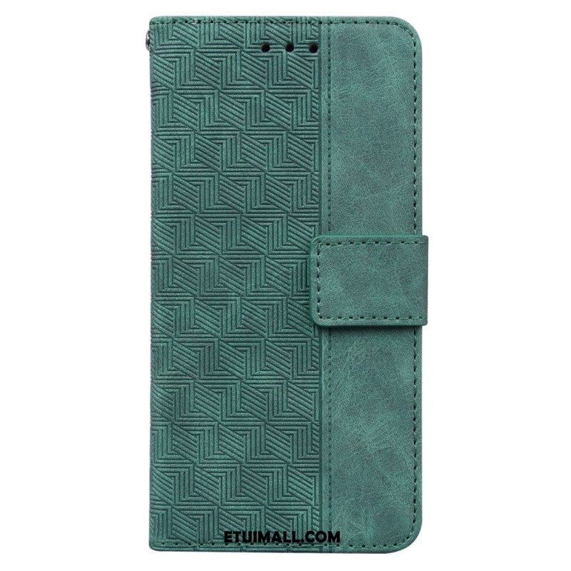 Etui Folio do Xiaomi Redmi Note 12 5G z Łańcuch Pasiasty Wzór