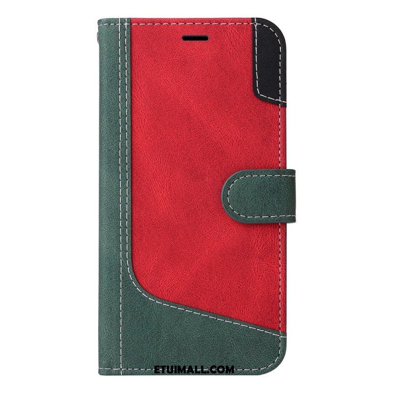 Etui Folio do Xiaomi Redmi Note 12 5G z Łańcuch Trójkolorowy Pasek