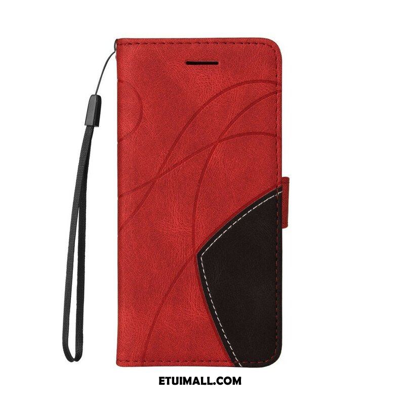 Etui Folio do iPhone 13 Mini Dwukolorowa Sygnowana Sztuczna Skóra