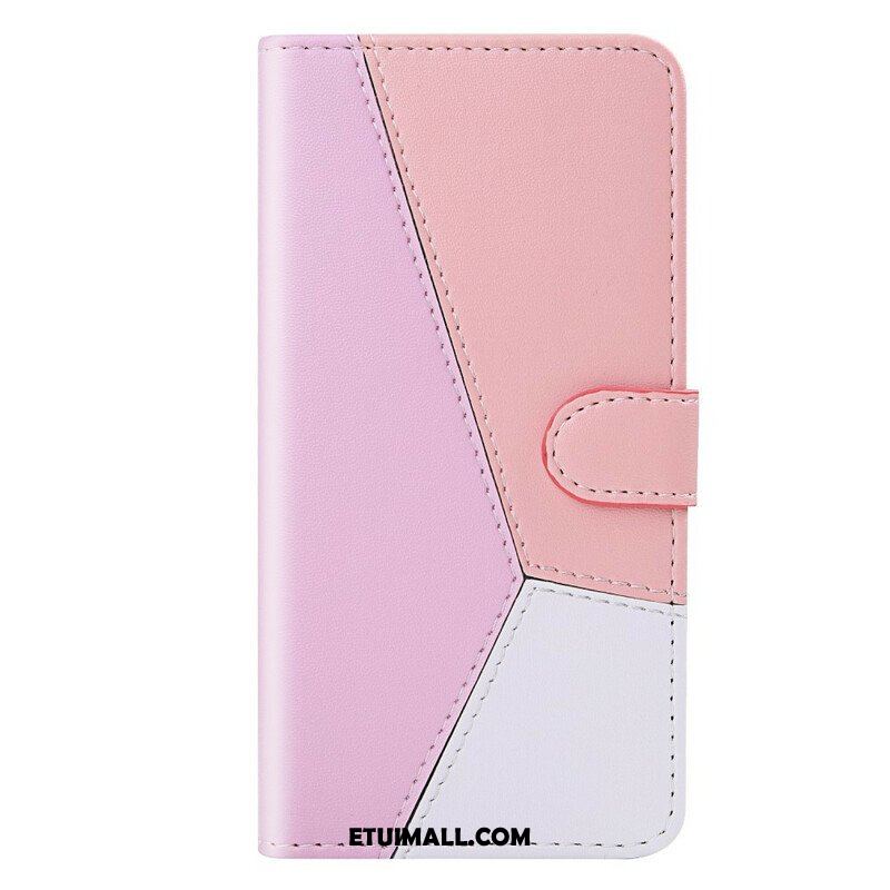 Etui Folio do iPhone 13 Mini Trójkolorowy Efekt Skóry