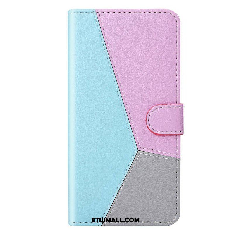 Etui Folio do iPhone 13 Mini Trójkolorowy Efekt Skóry