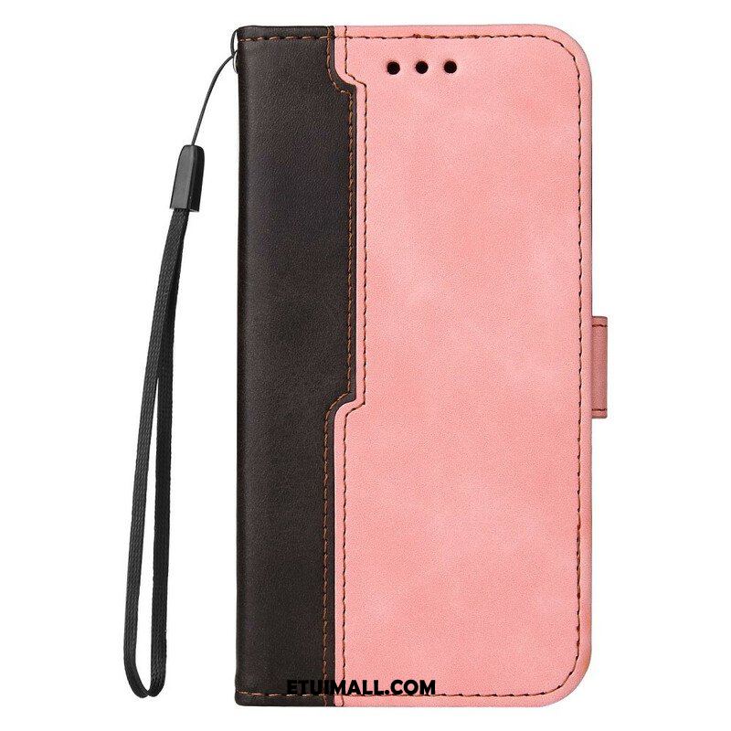 Etui Folio do iPhone 13 Pro Dwukolorowa Sztuczna Skóra