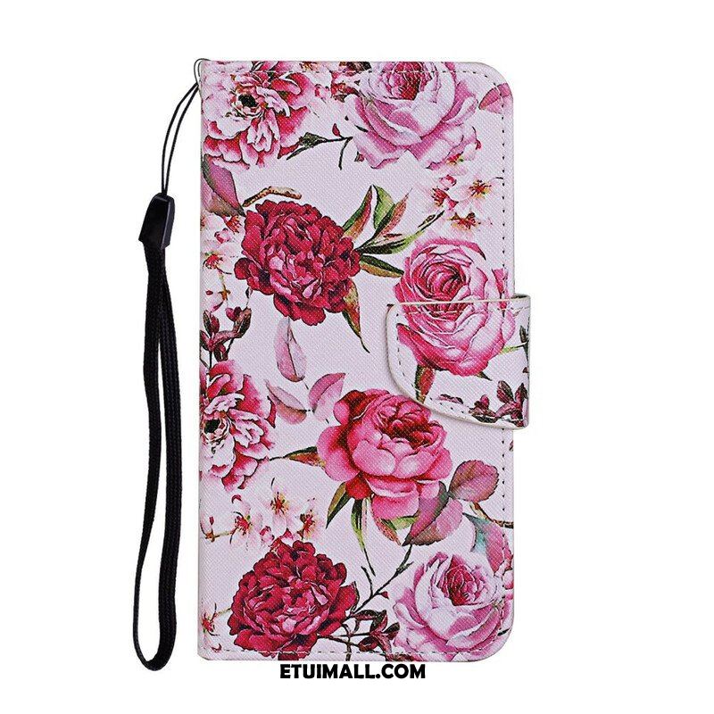 Etui Folio do iPhone 13 Pro Mistrzowskie Kwiaty Z Paskiem