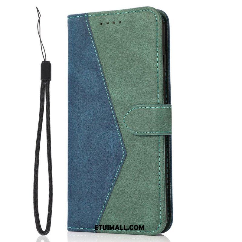 Etui Folio do iPhone 14 Dwukolorowa Skórzana Tekstura