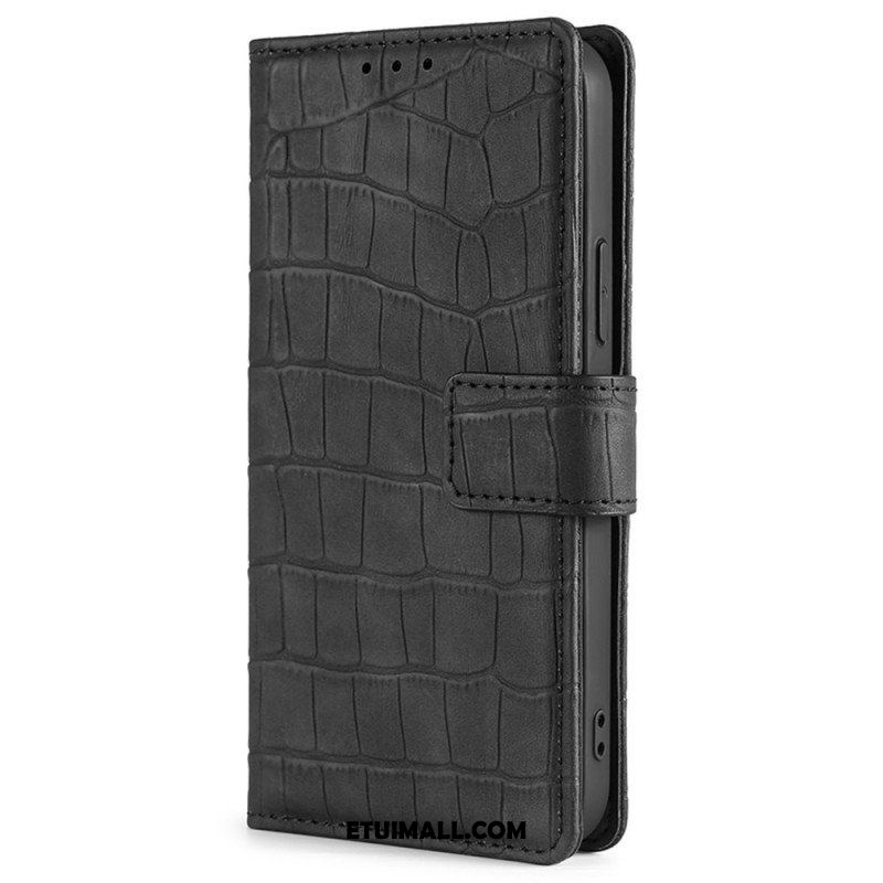 Etui Folio do iPhone 14 Plus Styl Skóry Krokodyla