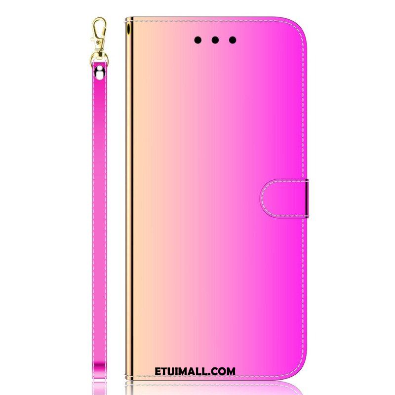 Etui Folio do iPhone 14 Pro Max Osłona Lusterka Ze Sztucznej Skóry