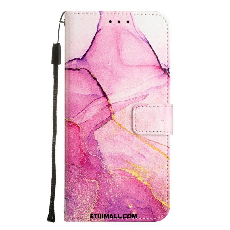 Etui Folio do iPhone 14 Pro Max z Łańcuch Pasek Marmuru