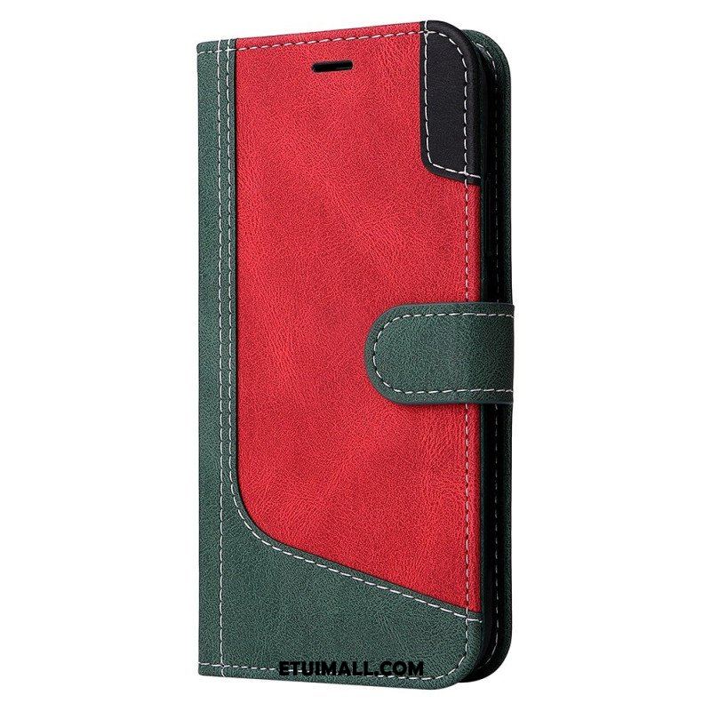 Etui Folio do iPhone 14 Pro Max z Łańcuch Trójkolorowy Pasek