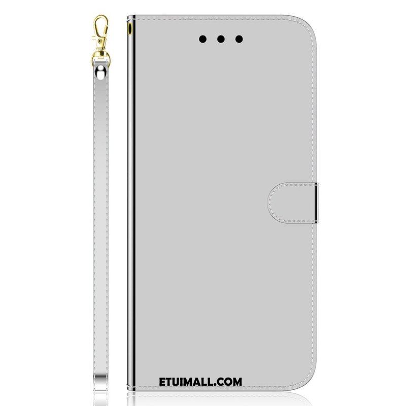 Etui Folio do iPhone 14 Pro Osłona Lusterka Ze Sztucznej Skóry